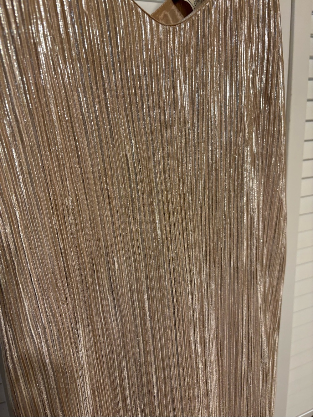 Paper Crane Metallic Champagne Pleated Midi Slip Dress - Picture 2 of 4